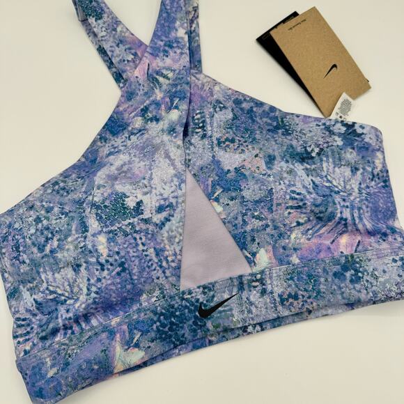 Nike Women's Swoosh All-Over-Print Wrap Medium-Support Sports Bra Size Medium - Picture 7 of 10